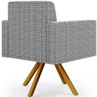 Poltrona Giratória Sala De Estar Base De Madeira Helô L02 Pie