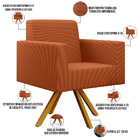 Poltrona Giratória Sala De Estar Base De Madeira Helô L02 Tec