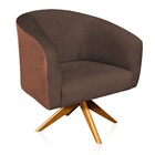 Poltrona Giratória Stella Corano Nozes Com Suede Marrom Craqu