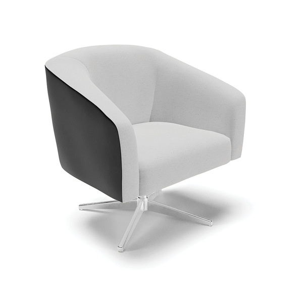 Poltrona Giratória Stella Corano Preto Com Linho Cinza A05 Ba