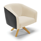 Poltrona Giratória Stella Corano Preto Com Linho Palha A32 Ba