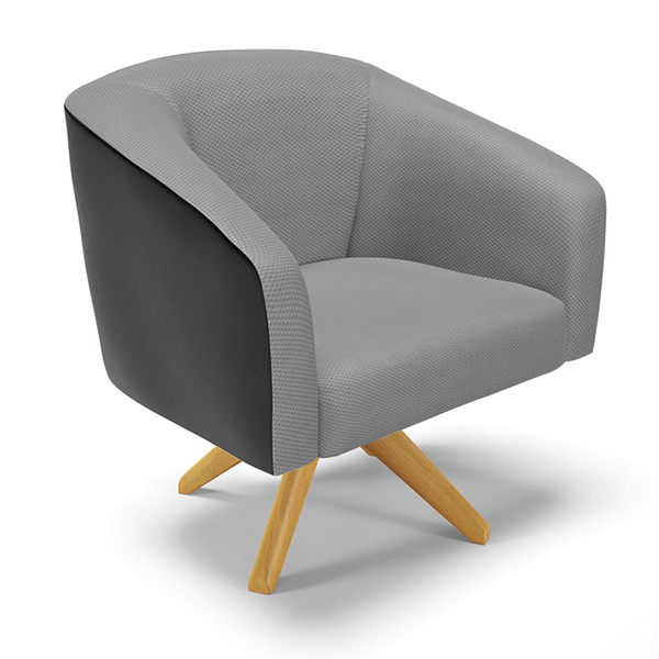 Poltrona Giratória Stella Corano Preto Com Veludo Grafite Lux