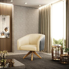 Poltrona Giratória Stella Corano Preto Com Veludo Off White L