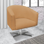 Poltrona Giratória Stella Linho Dourado A122 Base Cromada - D