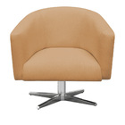 Poltrona Giratória Stella Linho Dourado A122 Base Cromada - D