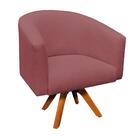 Poltrona Giratória Stella Linho Whisky Rosê A106 Base Madeira