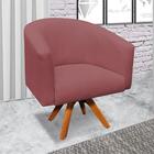 Poltrona Giratória Stella Linho Whisky Rosê A106 Base Madeira