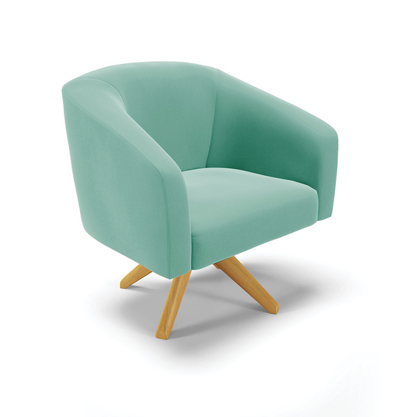 Poltrona Giratória Stella Suede Base Madeira Ma30 - D'rossi A