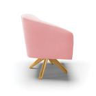 Poltrona Giratória Stella Suede Rosa Bebê Base Madeira Ma30 D