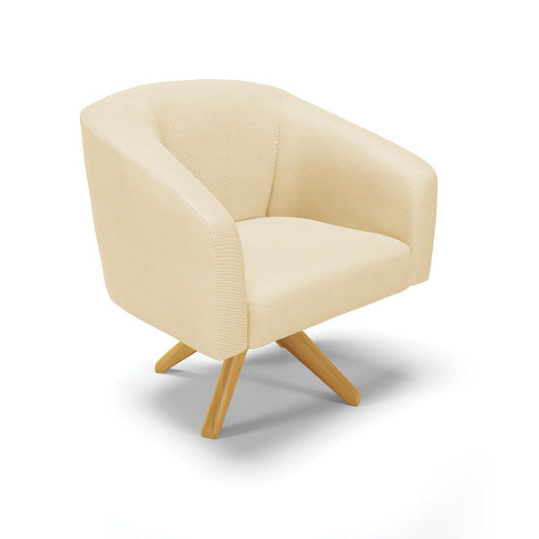 Poltrona Giratória Stella Veludo Luxo Base Madeira Ma30 - D'r