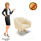 Poltrona Giratória Stella Veludo Luxo Base Madeira Ma30 - D'r