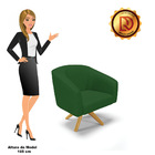 Poltrona Giratória Stella Veludo Verde A136 Luxo Base Madeira