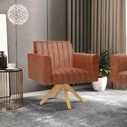 Poltrona Giratória Viena Gomada Corano Base De Madeira Ma30 D