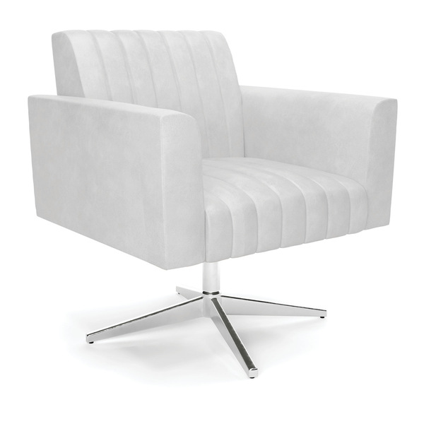 Poltrona Giratória Viena Gomada Corano Branco Base Cromada