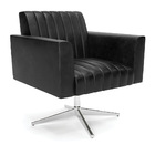 Poltrona Giratória Viena Gomada Corano Preto Base Cromada