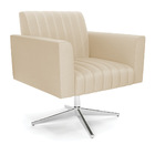 Poltrona Giratória Viena Gomada Corino Bege Base Cromada