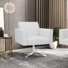 Poltrona Giratória Viena Gomada Linho Base Cromada D03 - D'ro