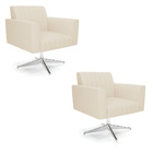 Poltrona Giratória Viena Gomada Linho Base Cromada D03 - D'ro