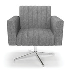 Poltrona Giratória Viena Gomada Linho Grafite A26 Base Cromada