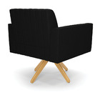 Poltrona Giratória Viena Gomada Linho Preto A79 Base De Madei