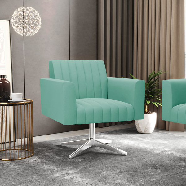 Poltrona Giratória Viena Gomada Suede Base Cromada D03 - D'ro