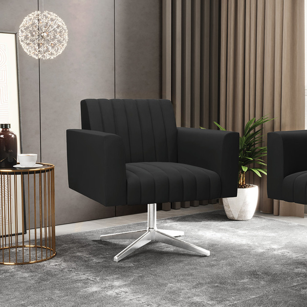 Poltrona Giratória Viena Gomada Suede Base Cromada D03 - D'ro