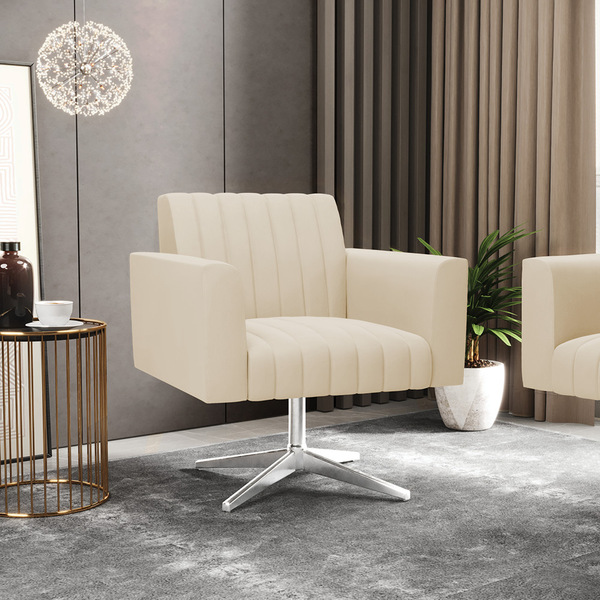 Poltrona Giratória Viena Gomada Suede Base Cromada D03 - D'ro