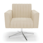 Poltrona Giratória Viena Gomada Suede Bege Base Cromada