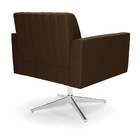 Poltrona Giratória Viena Gomada Suede Marrom Base Cromada