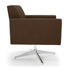 Poltrona Giratória Viena Gomada Suede Marrom Base Cromada