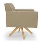 Poltrona Giratória Viena Gomada Suede Marrom Rato Base De Mad