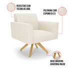 Poltrona Giratória Viena Gomada Veludo Bege Base De Madeira M