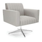 Poltrona Giratória Viena Gomada Veludo Cinza Base Cromada