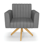 Poltrona Giratória Viena Gomada Veludo Luxo Base De Madeira M