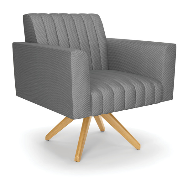 Poltrona Giratória Viena Gomada Veludo Luxo Base De Madeira M