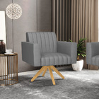 Poltrona Giratória Viena Gomada Veludo Luxo Base De Madeira M