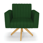 Poltrona Giratória Viena Gomada Veludo Luxo Verde A136 Base D