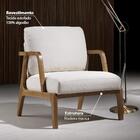 Poltrona Glamour Estofada Em Tecido Algodão  - Bege Cru