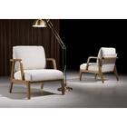 Poltrona Glamour Estofada Em Tecido Algodão  - Bege Cru