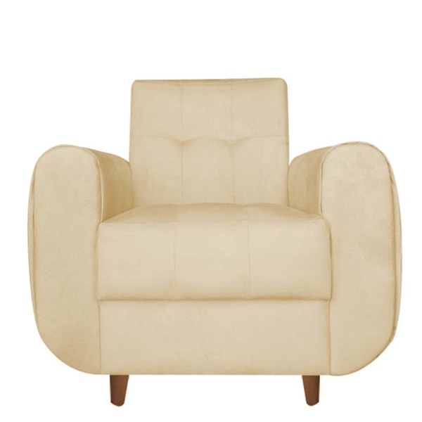 Poltrona Golden Pés Palito Suede Bege - D'classe Decor