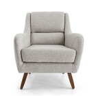 Poltrona Gooby Linho Bege C-107 Pés De Madeira - D'rossi