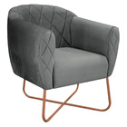 Poltrona Grazi  Base X Bronze Suede - Amarena Móveis - Cinza