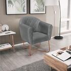 Poltrona Grazi  Base X Bronze Suede - Amarena Móveis - Cinza