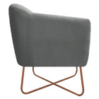 Poltrona Grazi  Base X Bronze Suede - Amarena Móveis - Cinza