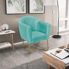 Poltrona Grazi  Base X Dourada Suede - Amarena Móveis - Azul