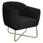 Poltrona Grazi  Base X Dourada Suede - Doce Sonho Móveis - Pr