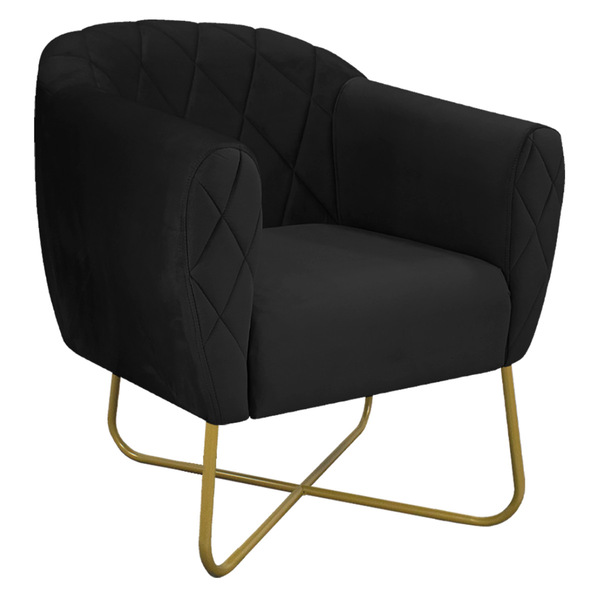 Poltrona Grazi  Base X Dourada Suede - Doce Sonho Móveis - Pr