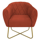 Poltrona Grazi  Base X Dourada Suede - Doce Sonho Móveis - Te