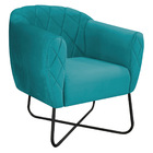 Poltrona Grazi  Base X Preta Suede - Amarena Móveis - Azul Tu