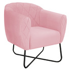 Poltrona Grazi  Base X Preta Suede - Amarena Móveis - Rosa Be